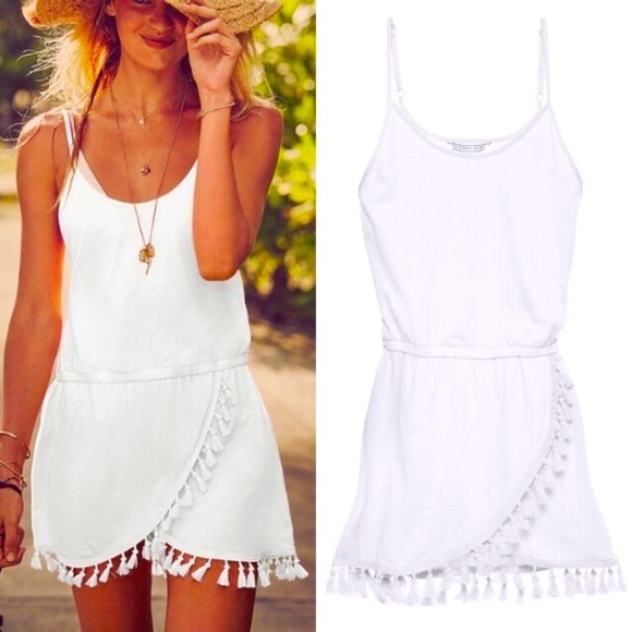 Victoria's Secret Dresses & Skirts - VS White Fringe Cinched Waist Dress/ Cover Up